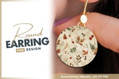 Watercolor fall leaves and berries pattern round earring Product Image 1