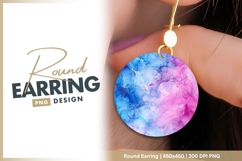 Blue and pink alcohol ink round design round earring Product Image 1