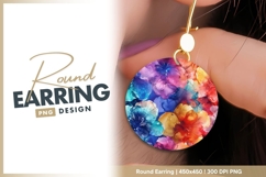 Watercolor floral pattern in circular shape round earring Product Image 1