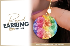 Rainbow roses in circular arrangement round earring Product Image 1