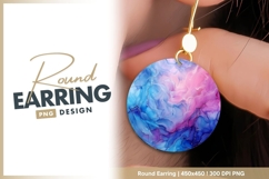 Abstract round swirls with pink and blue round earring png Product Image 1