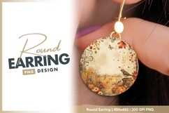 Autumnal still life pumpkins bird and round earring png Product Image 1