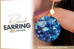 Abstract blue glass fragment round earring png Product Image 1