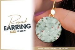 Watercolor christmas background round earring png Product Image 1