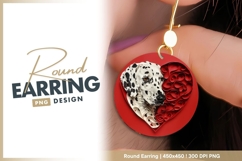 Dalmatian dog with heart pet love theme round earring png Product Image 1