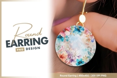 Floral watercolor round earring png Product Image 1