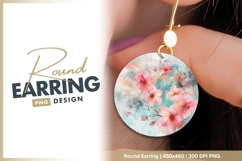 Abstract watercolor floral painting round earring png Product Image 1