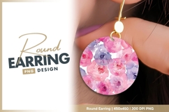 Watercolor roses circle round earring png design Product Image 1