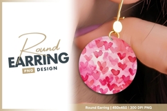 Watercolor heart circle romantic background round earring Product Image 1