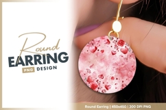 Watercolor hearts and floral design round earring png Product Image 1