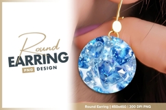 Blue diamond hearts round earring png design Product Image 1