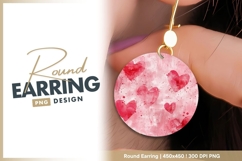 Watercolor hearts illustration background round earring png Product Image 1