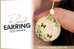 Floral butterfly circular background round earring png Product Image 1