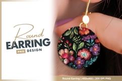 Colorful embroidered floral design on black round earring Product Image 1
