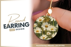 Daisies floral grunge texture round earring png Product Image 1