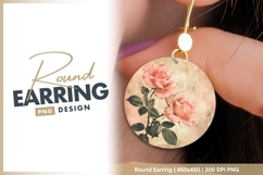 Vintage peach roses on round earring png Product Image 1