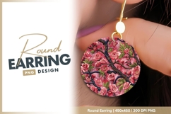 Embroidered cherry blossom floral round earring png Product Image 1