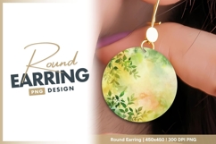 Watercolor leaves round earring png template design Product Image 1