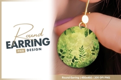 Round earring png with green floral design Product Image 1