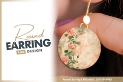 Pink roses on distressed round earring png Product Image 1
