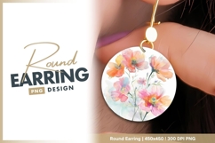 Watercolor floral bouquet pastel round earring png Product Image 1