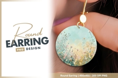 Watercolor flower field circle design round earring png Product Image 1