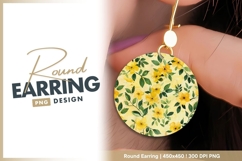 Watercolor yellow floral pattern round earring png Product Image 1