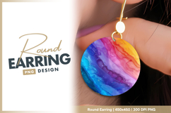 Rainbow watercolor abstract background round earring png Product Image 1