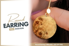 Vintage floral round earring png design Product Image 1