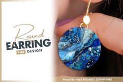 Blue gold abstract circular watercolor pattern round earring Product Image 1