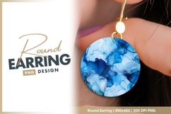 Abstract blue ink circle round earring png Product Image 1