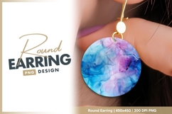 Abstract alcohol ink round earring png design Product Image 1