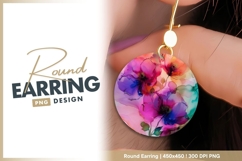 Abstract floral illustration with round earring png Product Image 1