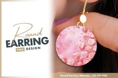 Pink confectionery hearts on abstract round earring Product Image 1