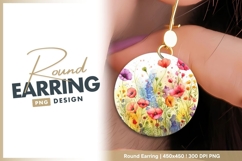 Watercolor floral arrangement round earring png Product Image 1