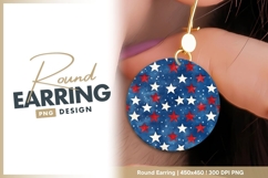 Patriotic round design with stars and stripes round earring Product Image 1