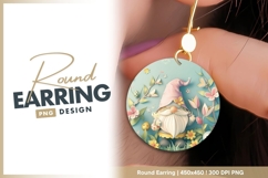 Spring gnome in garden round earring png Product Image 1