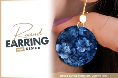 Blue floral seamless pattern round earring png Product Image 1