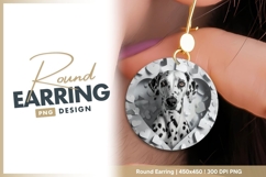 Dalmatian portrait with hearts round earring png Product Image 1
