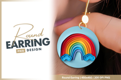 Paper rainbow cutout clouds against blue round earring png Product Image 1