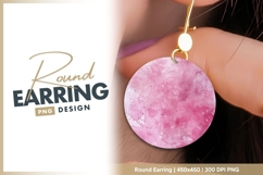 Pink watercolor circle round earring png Product Image 1