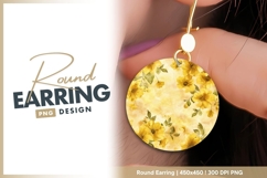 Yellow flower pattern floral round earring png Product Image 1