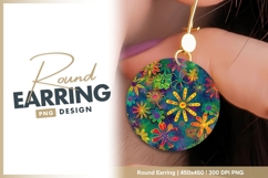 Colorful floral pattern round earring png Product Image 1