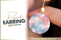 Watercolor winter background with snowflakes round earring Product Image 1