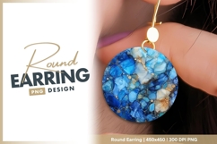 Blue and gold ink abstract round earring png Product Image 1