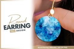 Abstract blue ink wash round earring png Product Image 1