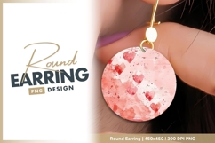 Watercolor hearts round earring png design Product Image 1
