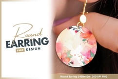 Watercolor floral circle round earring png Product Image 1