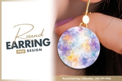 Watercolor floral circle round earring png Product Image 1