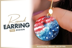 Watercolor american flag round patriotic round earring png Product Image 1
